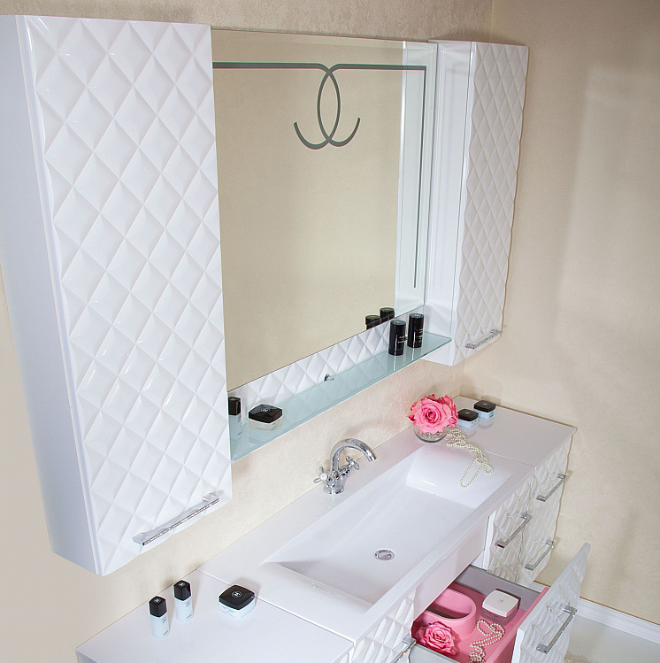 Комплект мебели для ванной Жаклин 110 Белый глянец