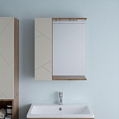Зеркало для ванной Кристалл 60 с закрытым навесным шкафчиком латте