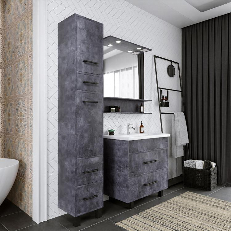 Комплект мебели для ванной Чили 80 цемент с раковиной Фостер