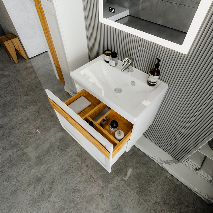 Комплект мебели для ванной Берлин 70 Белый с раковиной Mario 70