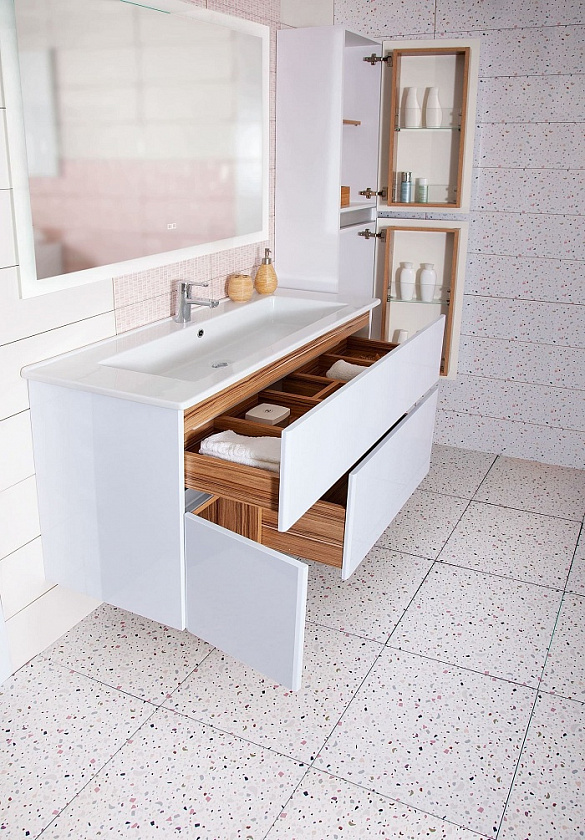 Комплект мебели для ванной Мальта 105 белый глянец