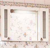 Зеркало для ванной Кантри 105 Бежевый дуб прованс с двумя шкафчиками