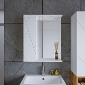 Зеркало для ванной Кристалл 60 с закрытым навесным шкафчиком Белый