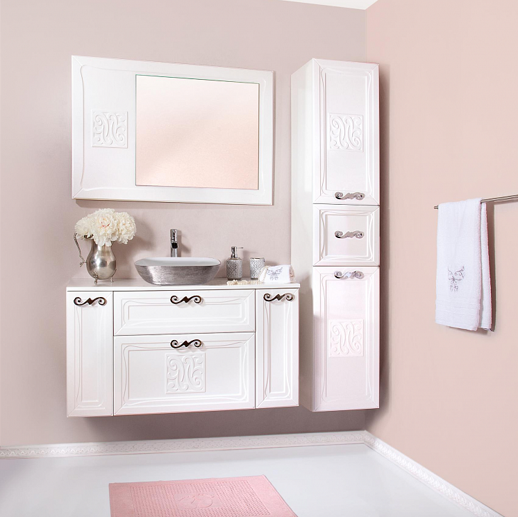 Комплект мебели для ванной для ванной Адель 105 с Раковина Серебро (MLN-C1073S)