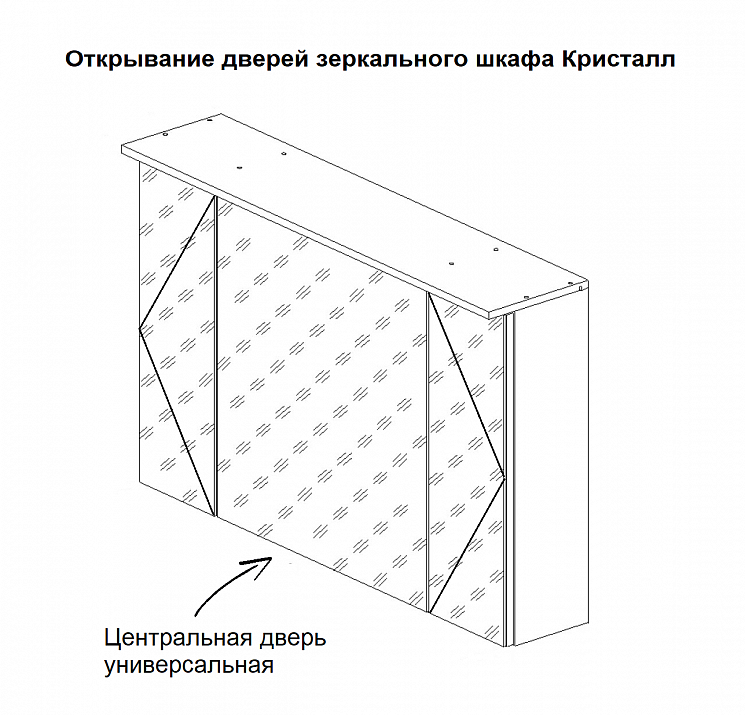 Шкаф зеркальный навесной КРИСТАЛЛ 95 Белый