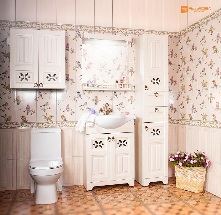 Зеркало для ванной Кантри 65 Бежевый дуб прованс с балюстрадой