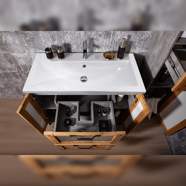 Комплект мебели для ванной Лофт 100 Метрополитен грей раковина Mario 