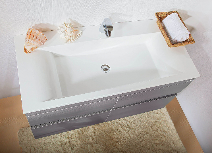 Комплект мебели для ванной Мадрид 110 Серая лиственница (тумба с раковиной+зеркало)