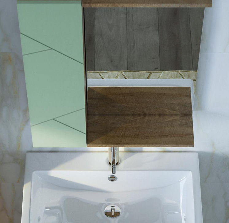 Зеркало для ванной Кристалл 60 с закрытым навесным шкафчиком фисташка