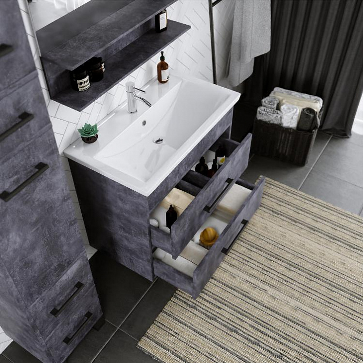 Комплект мебели для ванной Чили 80 цемент с раковиной Фостер